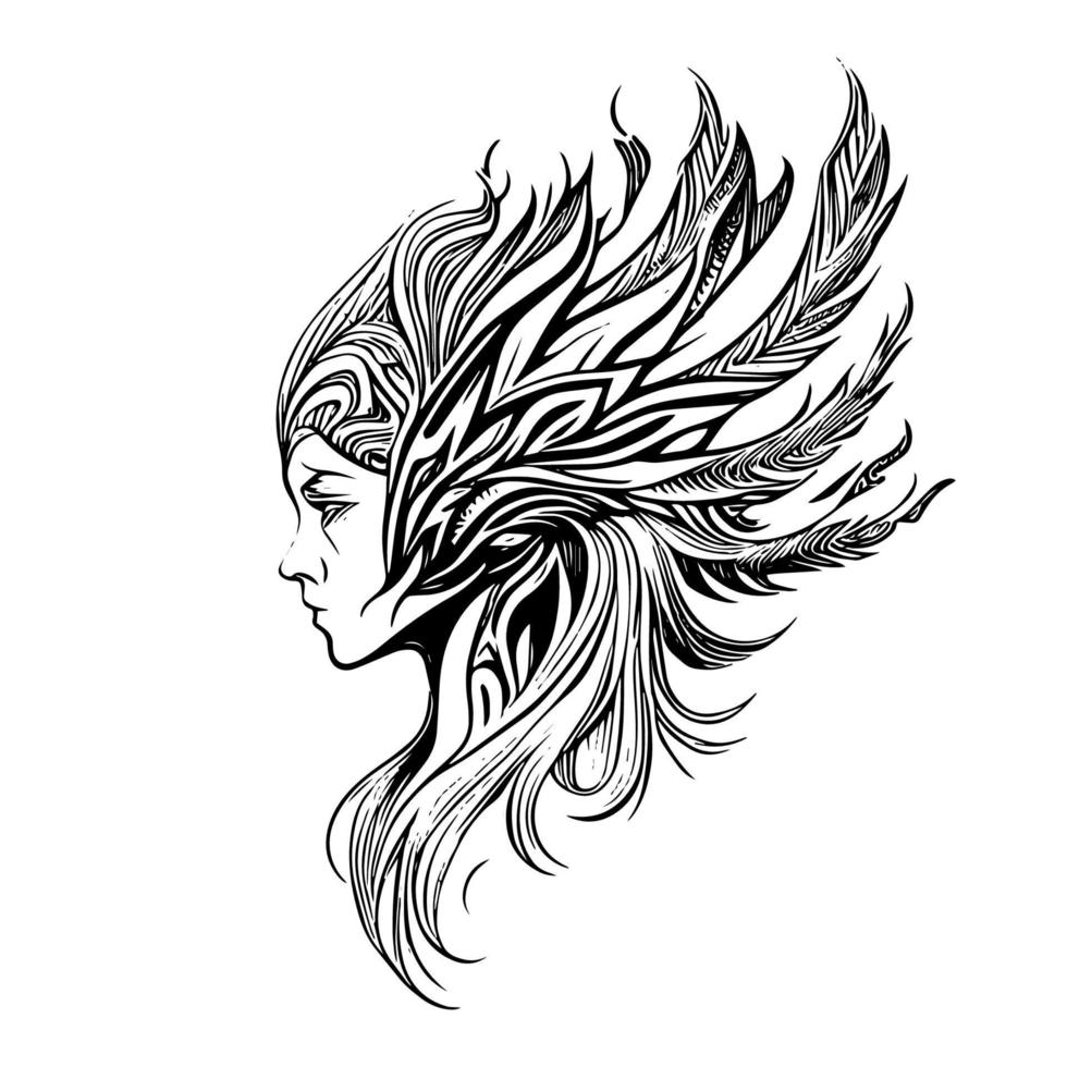 Girl Tribal Tattoo design is a powerful symbol of strength, independence, and resilience vector