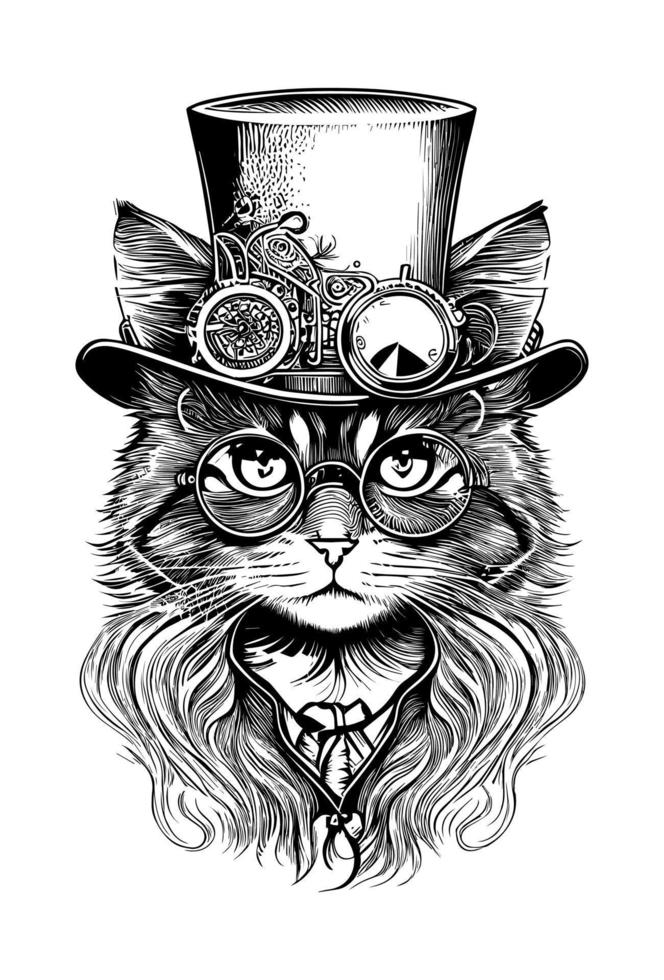 Cat in Glass Hat Logo is a charming and playful choice for businesses or organizations looking to add a touch of elegance to their brand identity vector