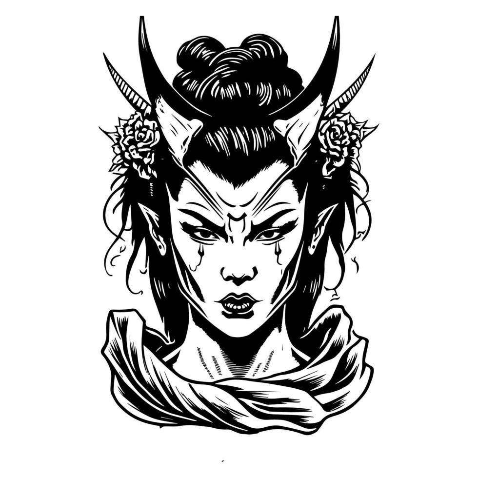 japonés geisha logo ilustración elegante y eterno vector
