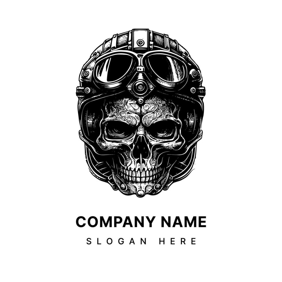 Steampunk Skull with helmet Logo A Symbol of Dark Innovation vector