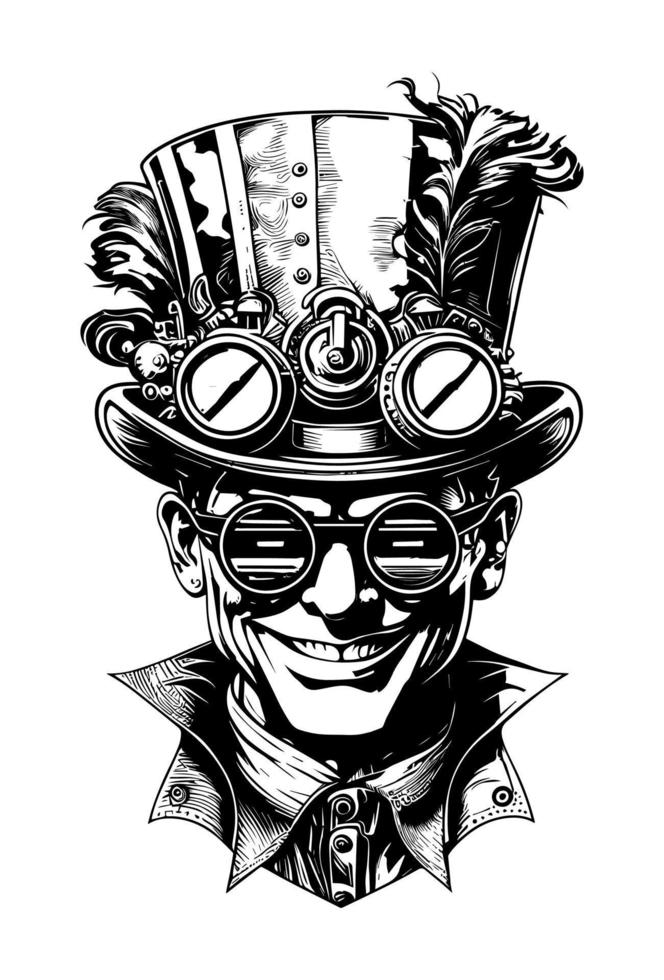 sonriente bufón payaso vistiendo gafas de sol y sombrero ilustración vector