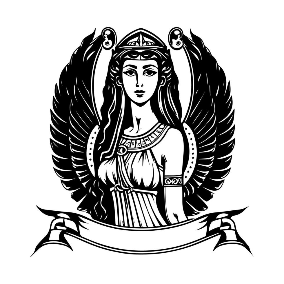 Make a statement with our Cleopatra logo illustration. This regal and timeless design features the iconic queen of Egypt, exuding power, beauty, and sophistication vector