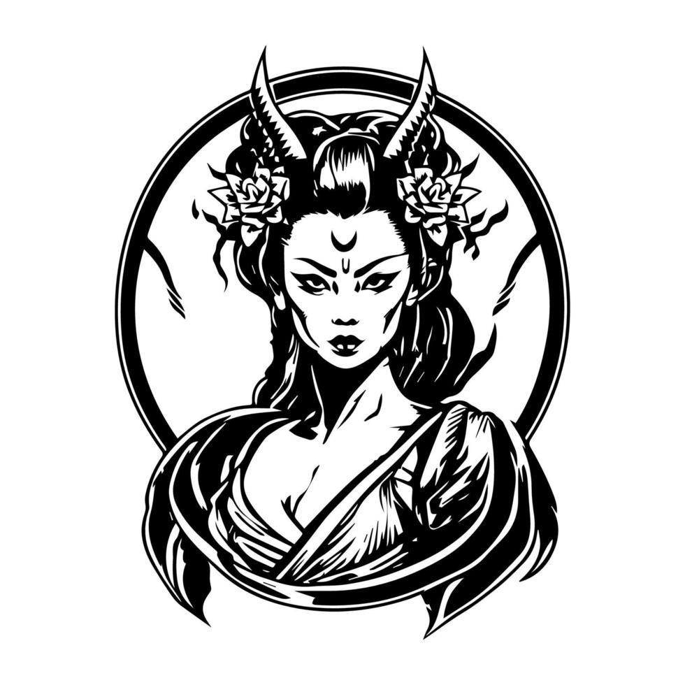 japonés geisha logo ilustración elegante y eterno vector