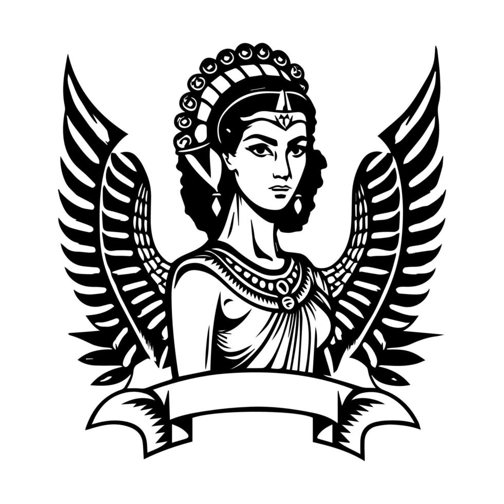 hermosa egipcio cleopatra logo mano dibujado ilustracion vector