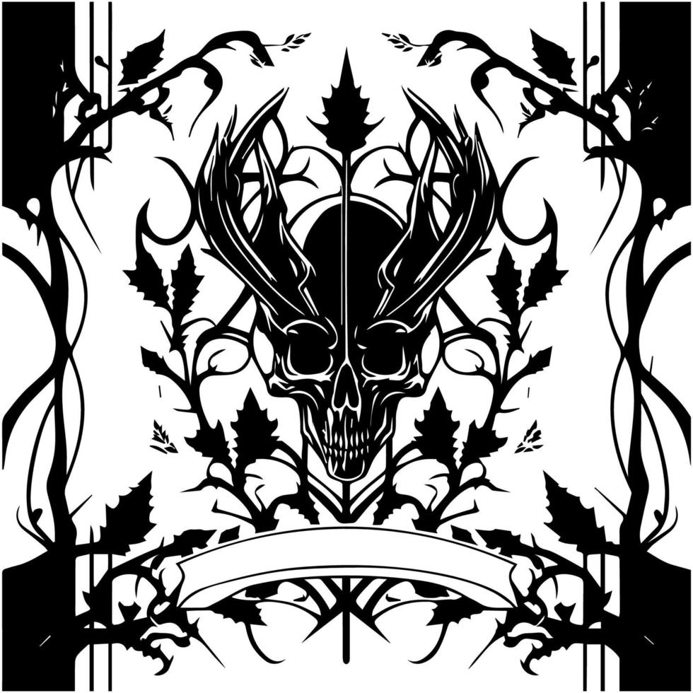 Skull for metal band album cover illustration vector