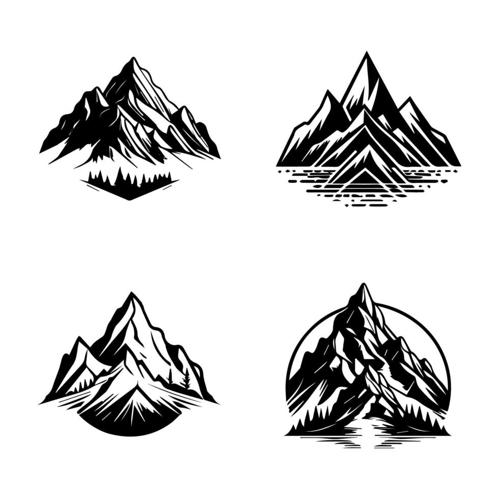 Beauty of Mountains Set logo Peaks and Valleys Illustration vector