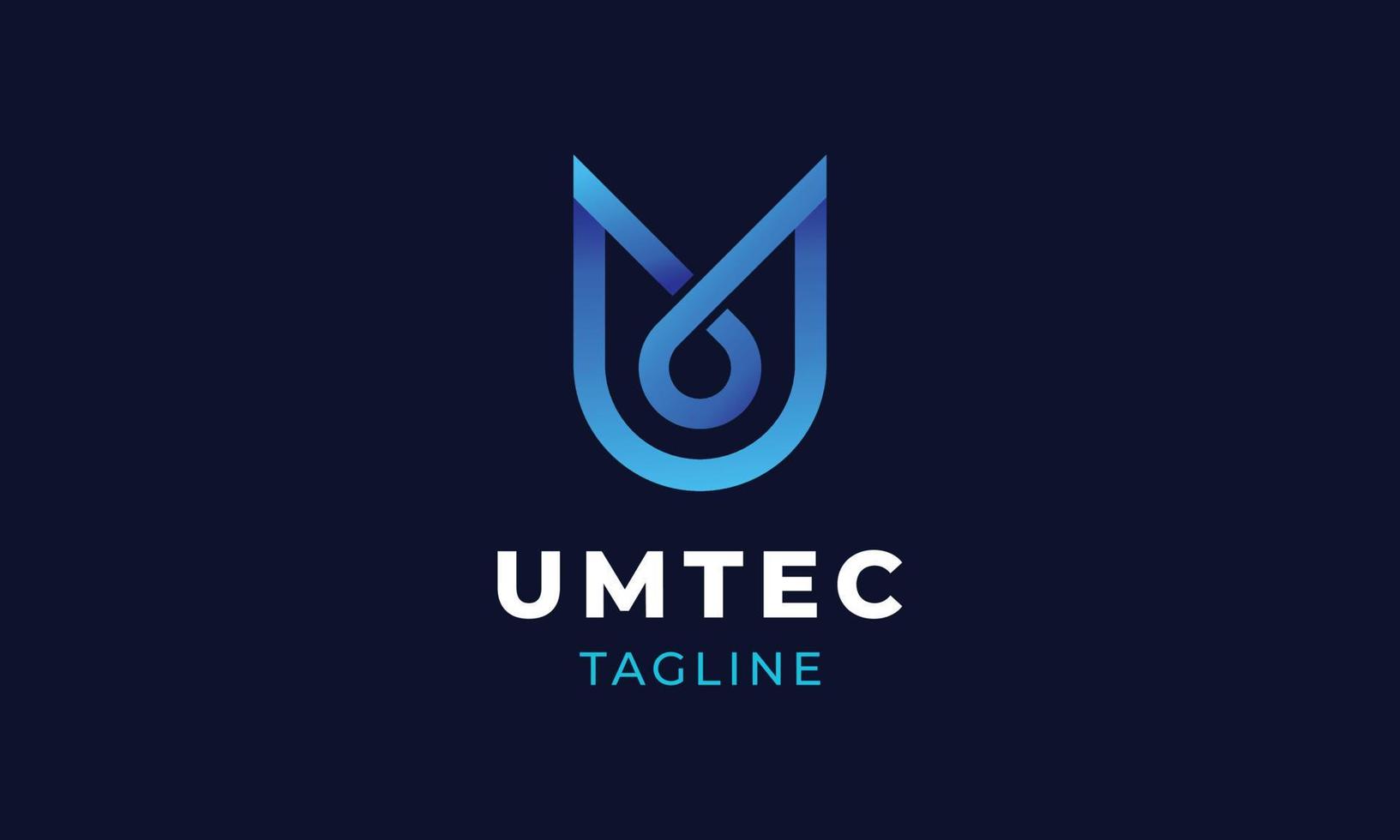 Logo vector initial UM blue drip emblem minimalism design concept