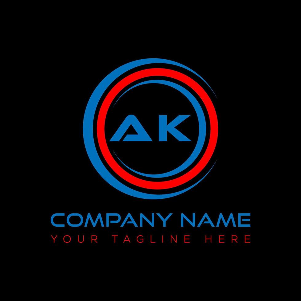 AK letter logo creative design. AK unique design. vector