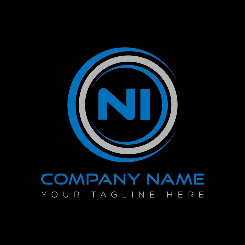 NI letter logo creative design. NI unique design. vector