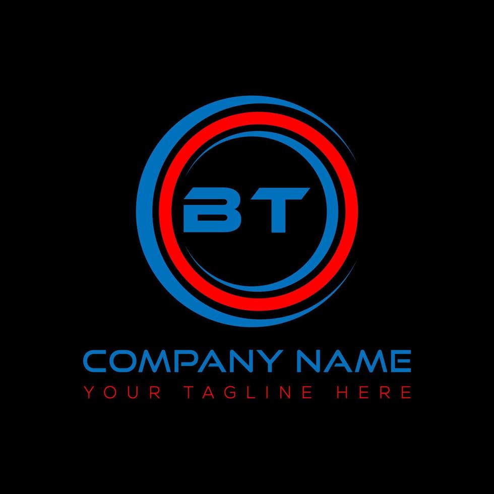 BT letter logo creative design. BT unique design. vector