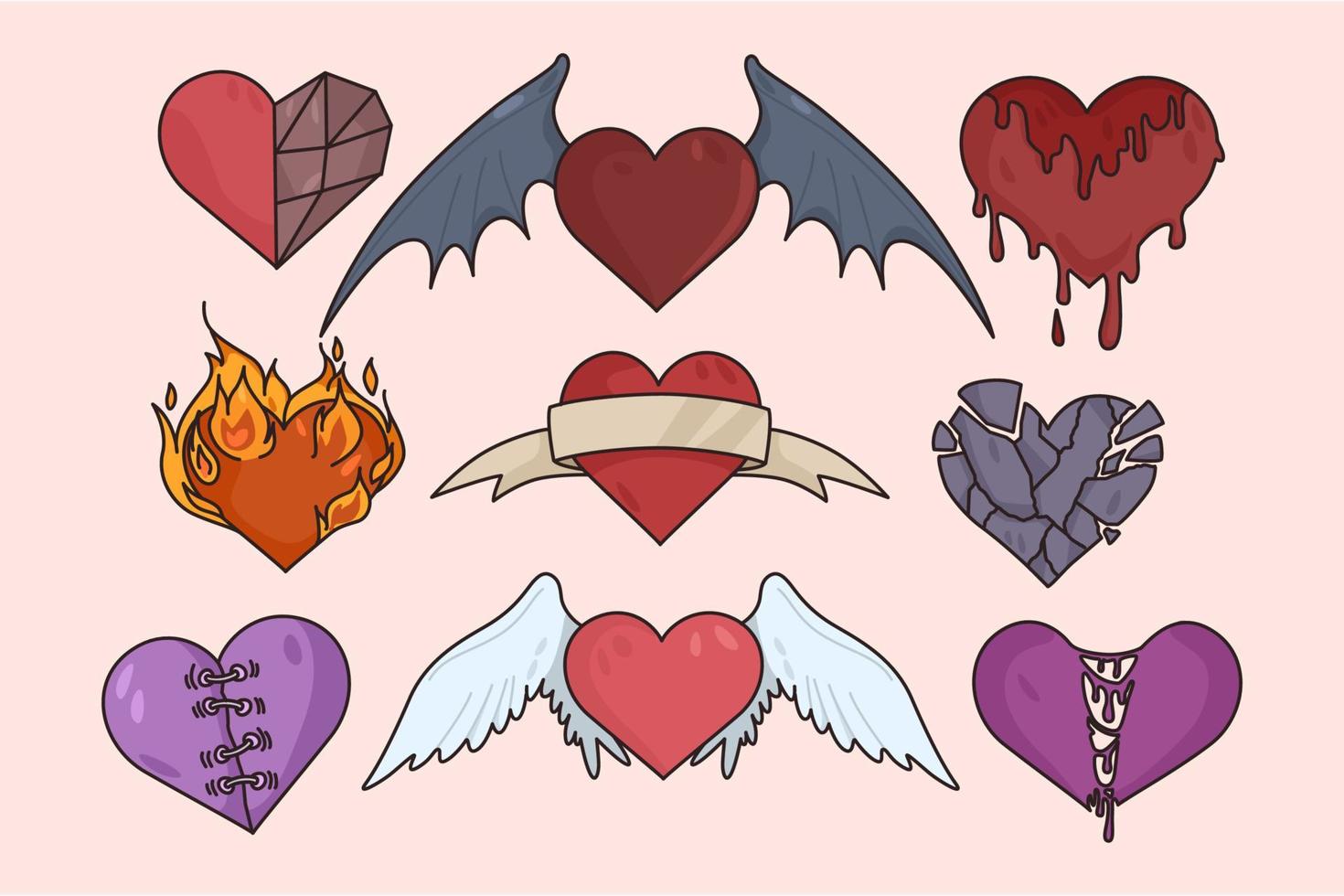 Collection of various heart shapes for valentine vector