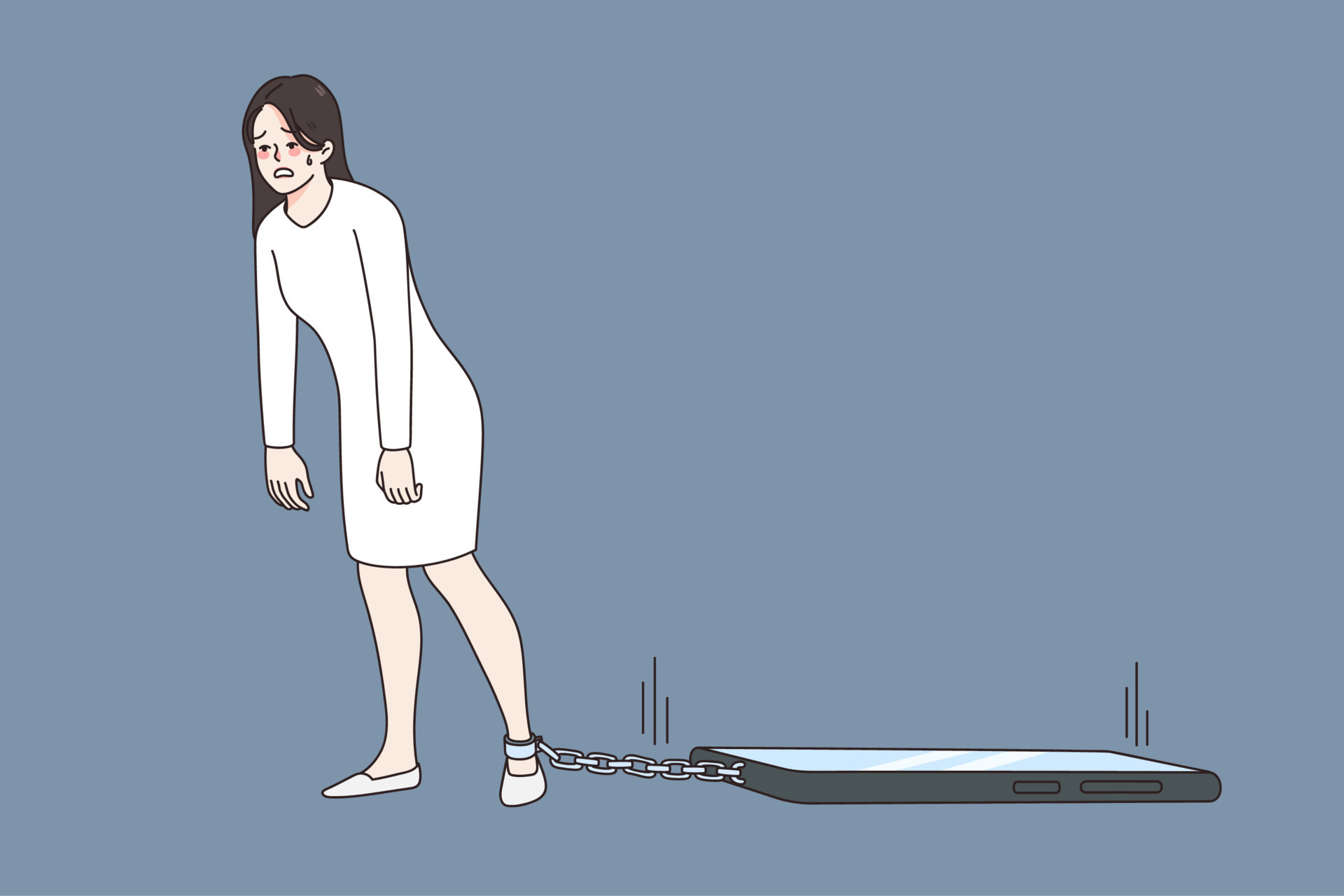 Infeliz Joven Mujer Atado A Tel fono M vil Sufrir Desde Tecnolog a infeliz-joven-mujer-atado-a-tel-fono-m-vil-sufrir-desde-tecnolog-a