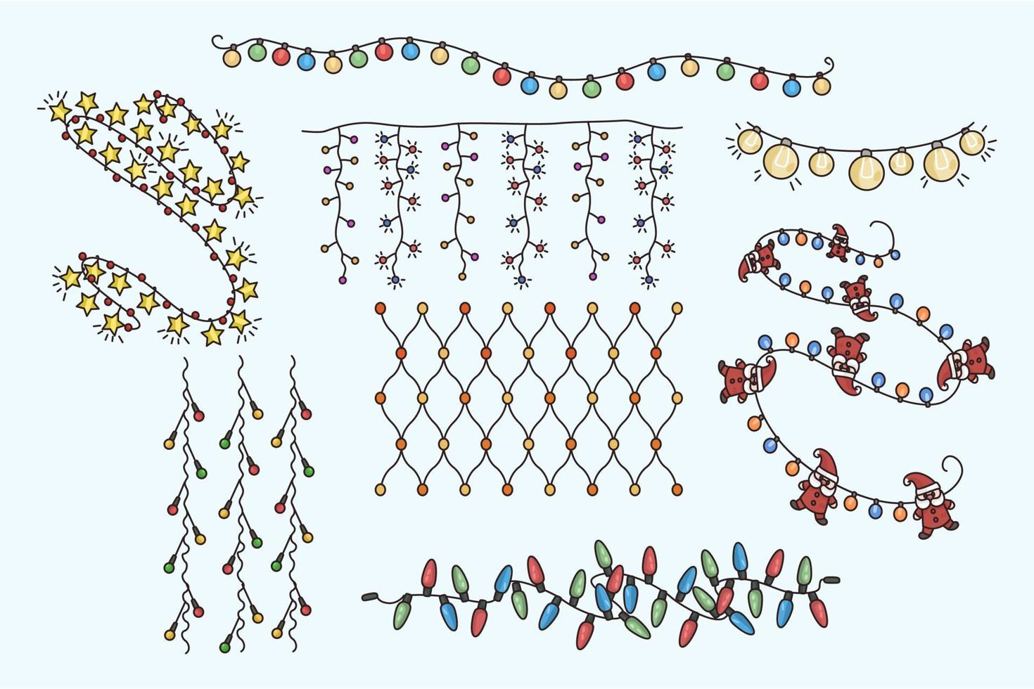 Collection of light garland for Christmas tree decoration vector