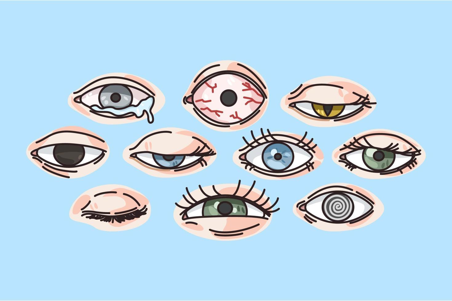 Collection of various eye disease or problems vector