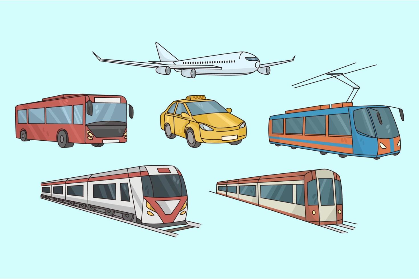 Set of different kinds of public city transport vector