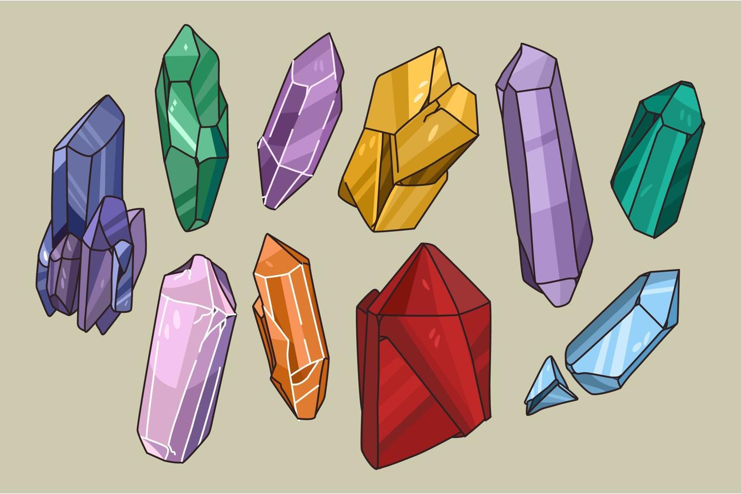 Set of various natural stones and minerals vector