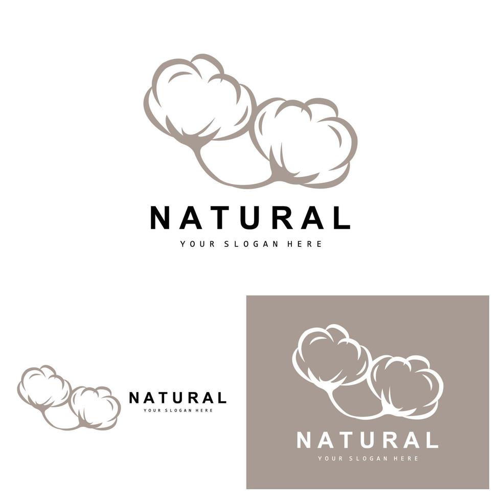 Cotton Logo, Natural Biological Organic Plant Design, Beauty Textile and Clothing Vector, Soft Cotton Flowers vector