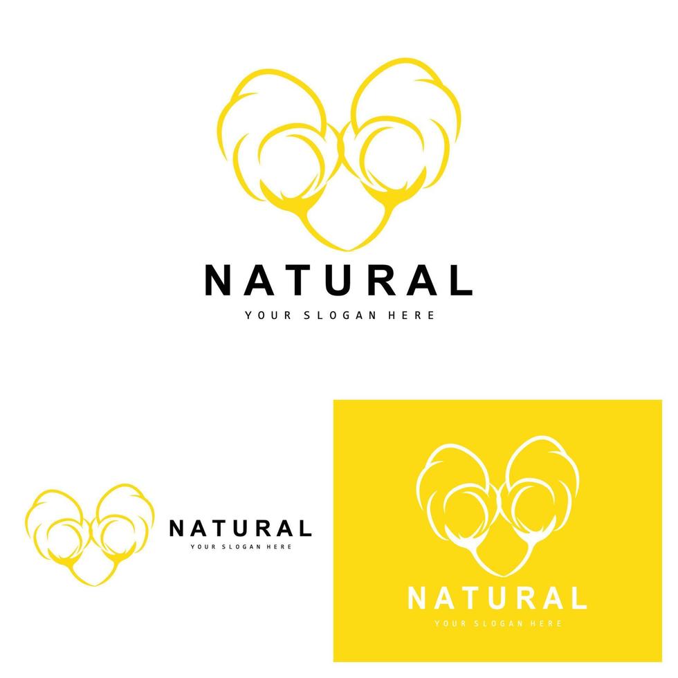 Cotton Logo, Natural Biological Organic Plant Design, Beauty Textile and Clothing Vector, Soft Cotton Flowers vector