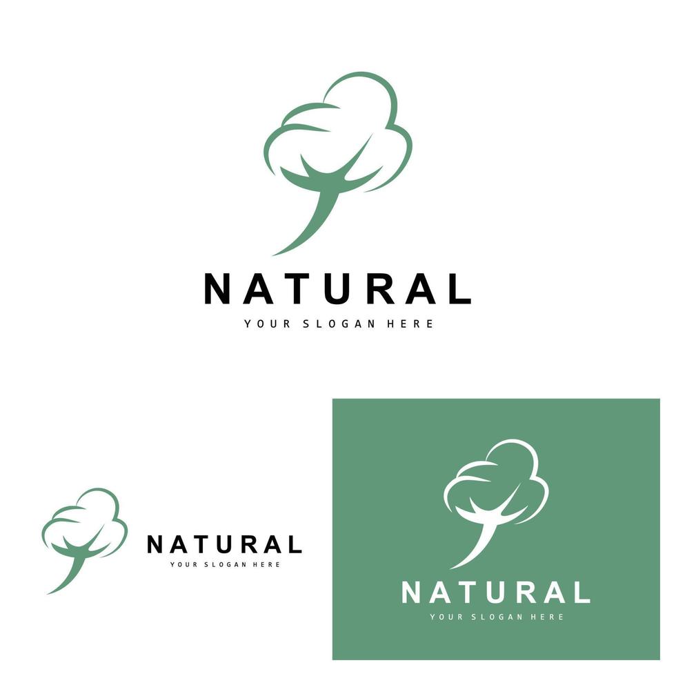 Cotton Logo, Natural Biological Organic Plant Design, Beauty Textile and Clothing Vector, Soft Cotton Flowers vector