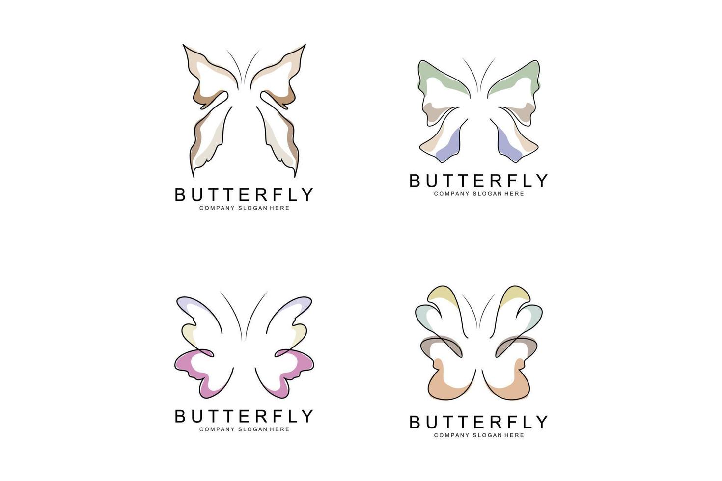 Butterfly Logo Design, Beautiful Flying Animal, Company Brand Icon Illustration, Screen Printing, Salon vector