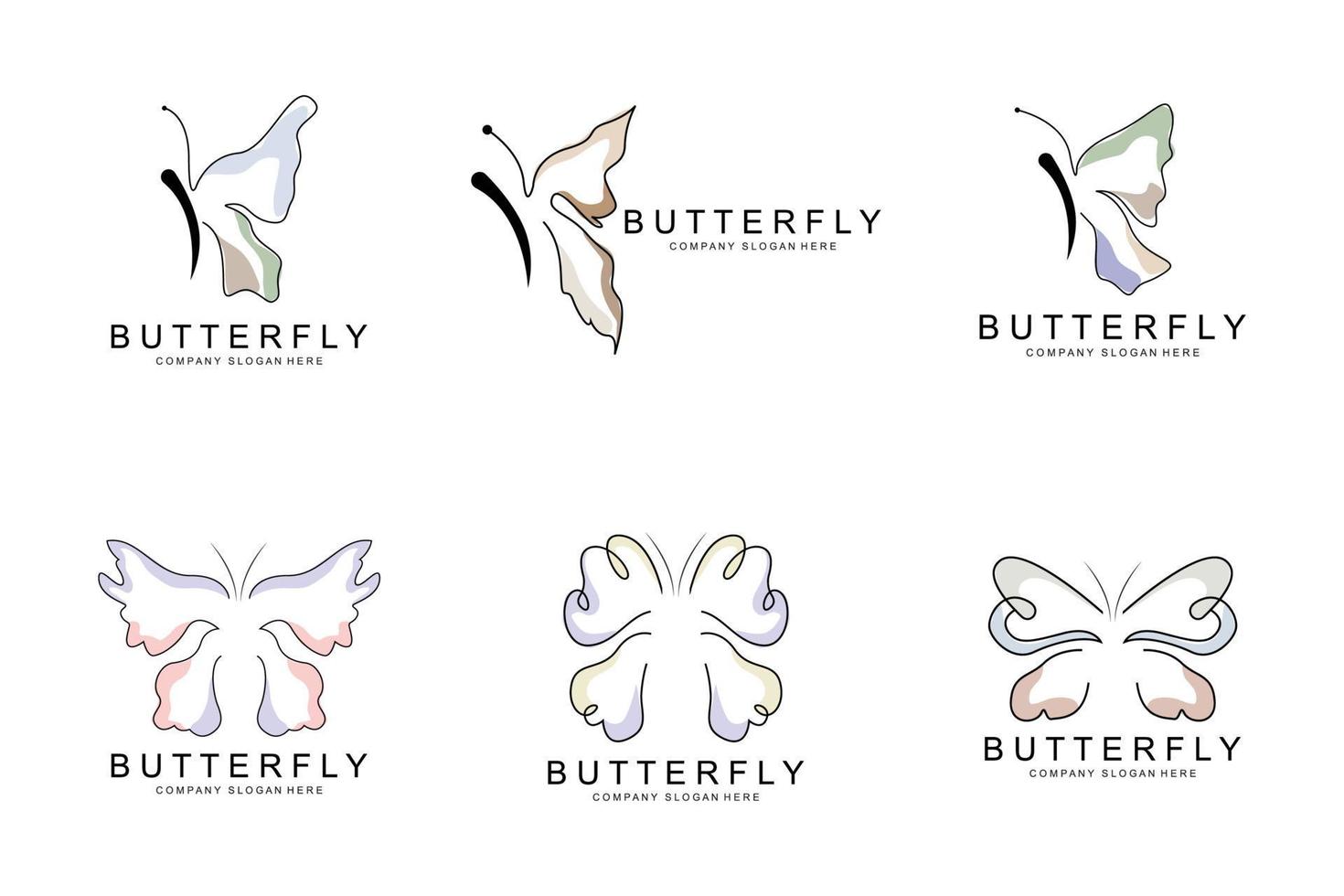 Butterfly Logo Design, Beautiful Flying Animal, Company Brand Icon Illustration, Screen Printing, Salon vector