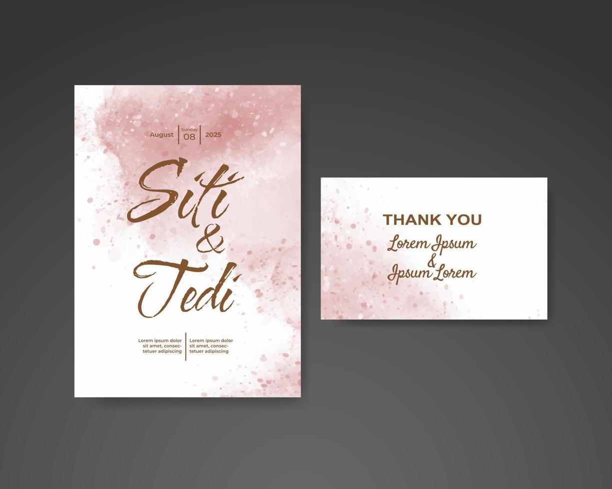 Wedding invitation with abstract watercolor background vector