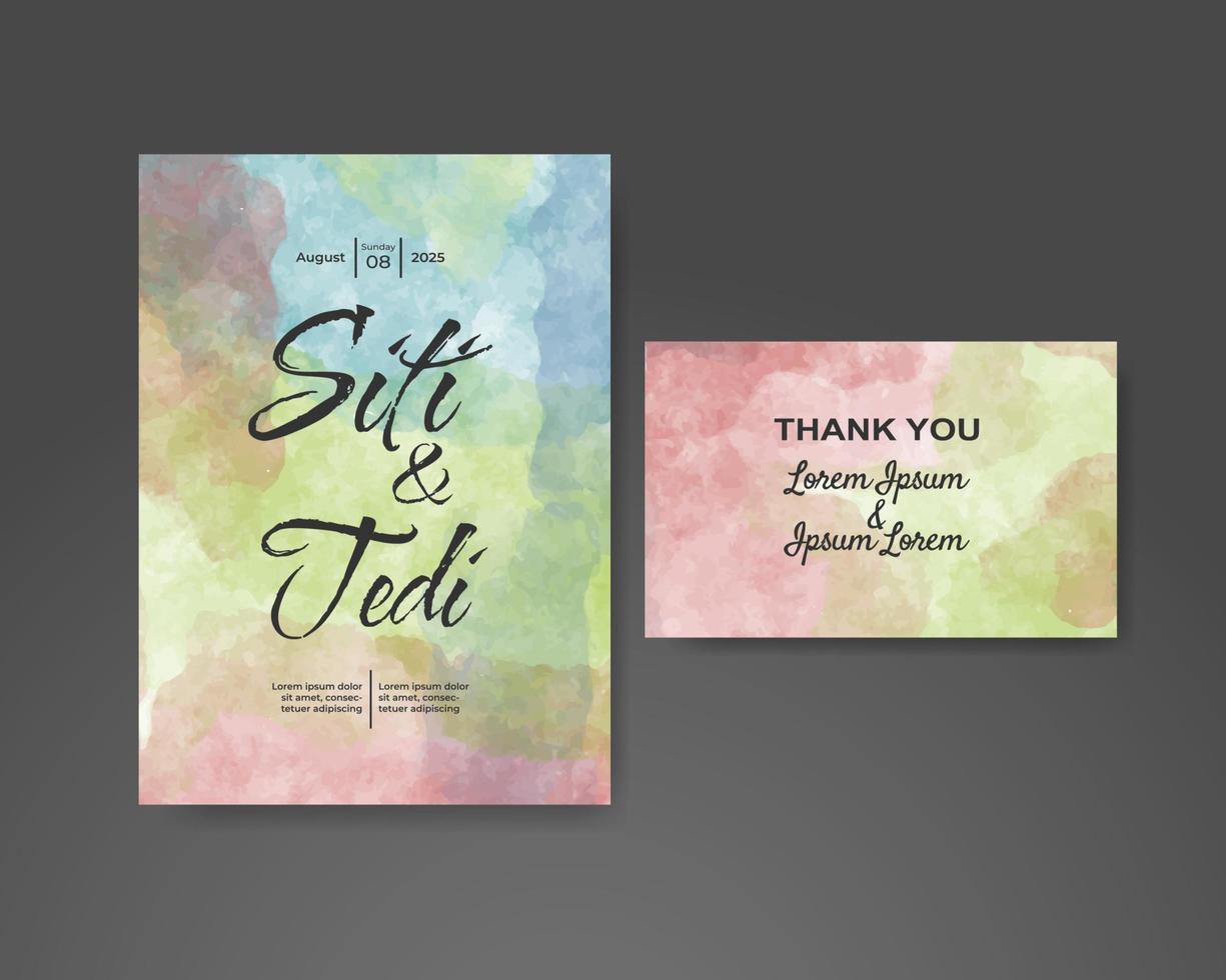 Wedding invitation with abstract watercolor background vector