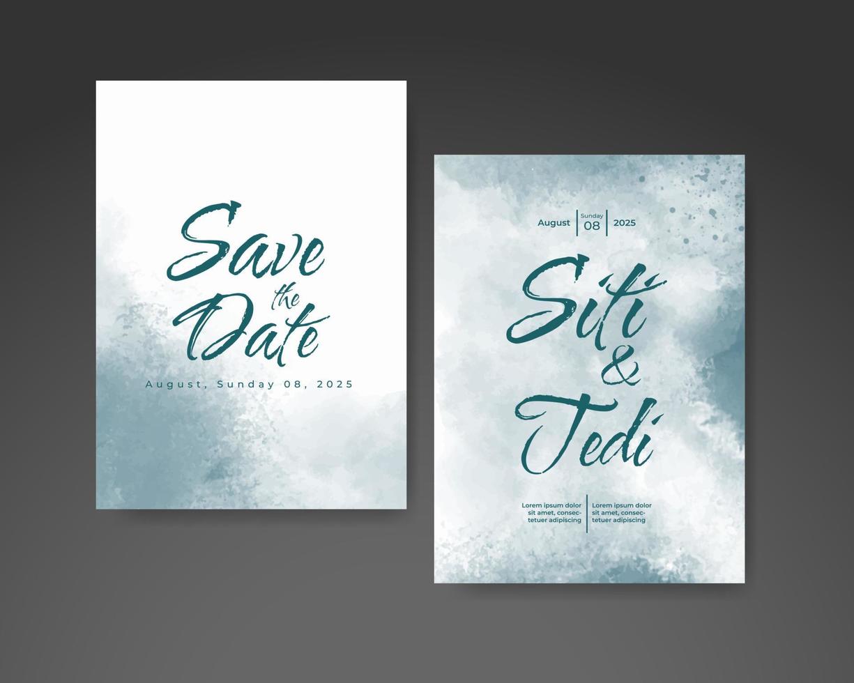 Wedding invitation with abstract watercolor background vector