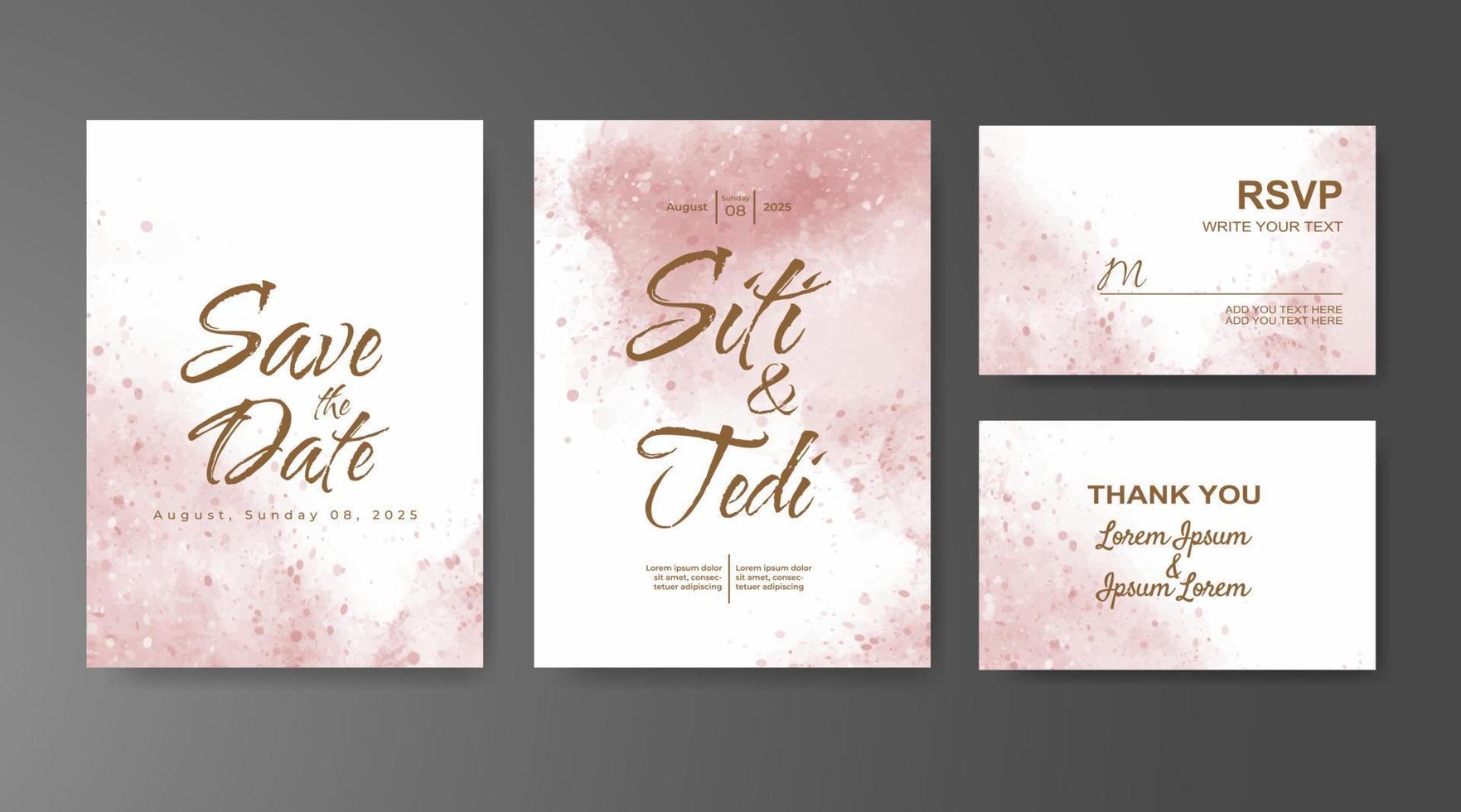 Wedding invitation with abstract watercolor background vector