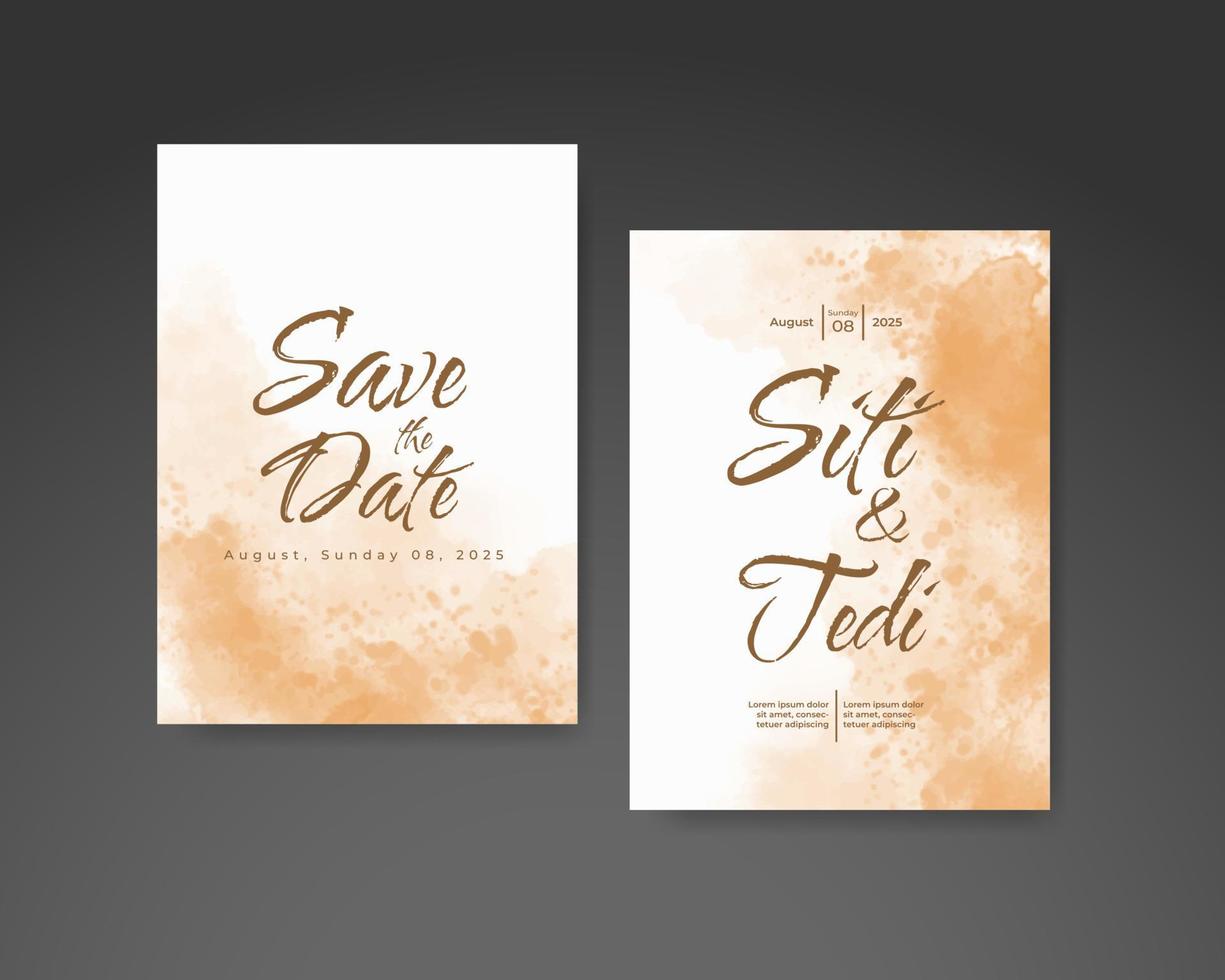 Wedding invitation with abstract watercolor background vector