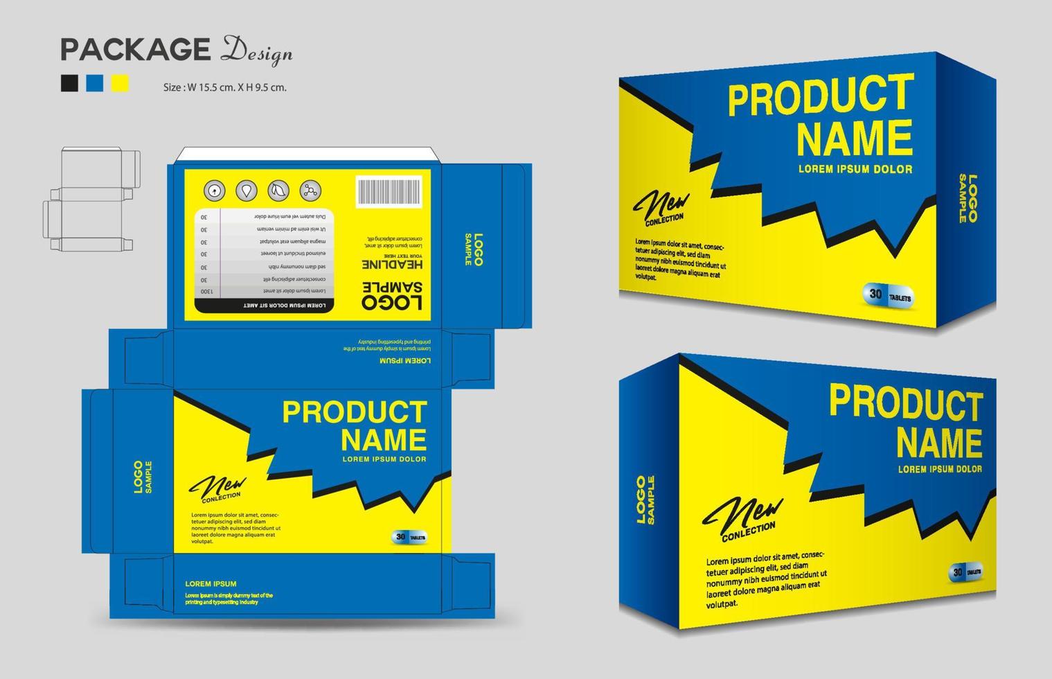 Supplements and Cosmetic box design, Package design template, box outline, Box Packaging, Label design, healthcare label, packaging design creative idea vector, realistic mock-up vector
