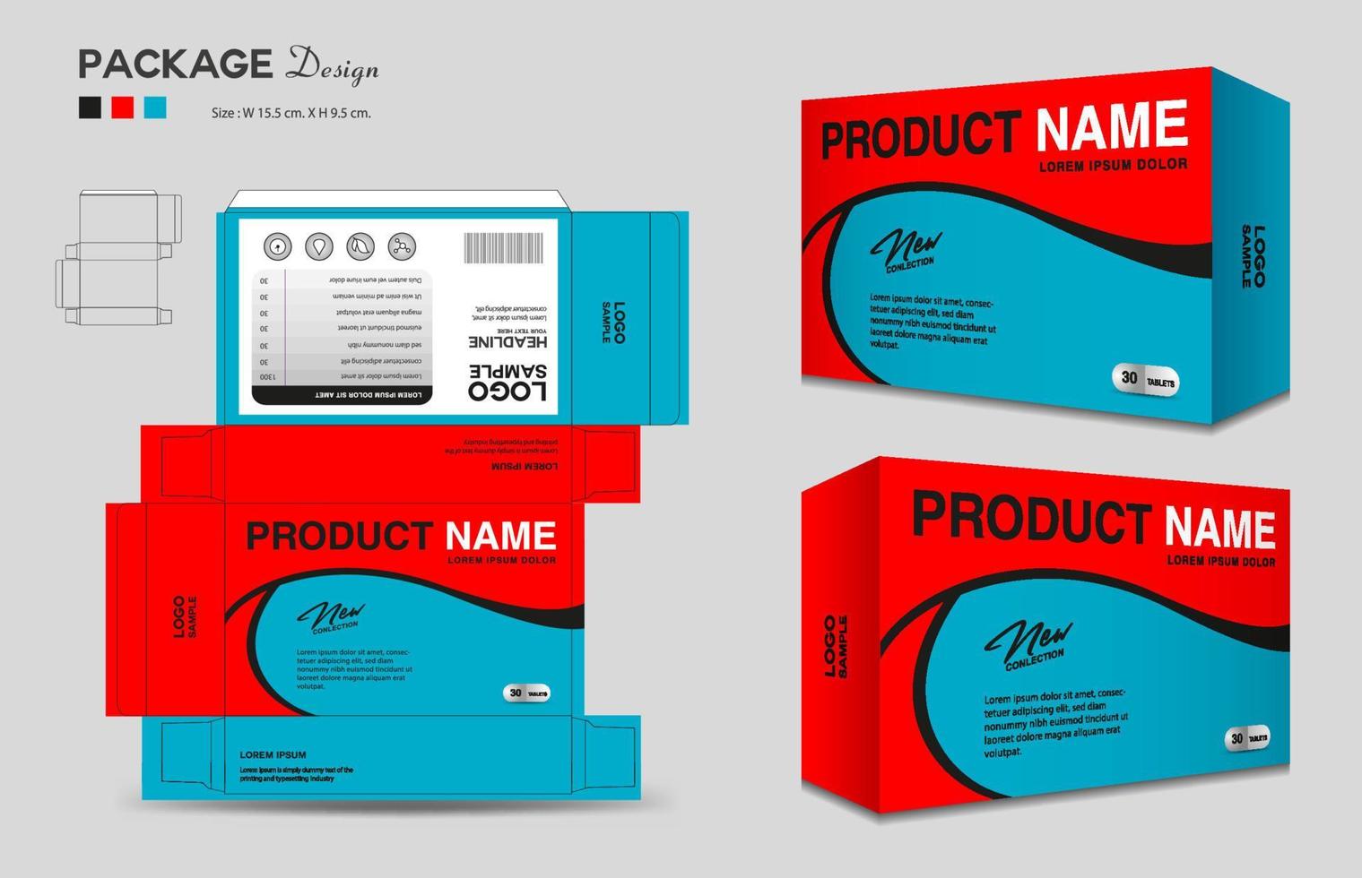 Supplements and Cosmetic box design, Package design template, box outline, Box Packaging, Label design, healthcare label, packaging design creative idea vector, realistic mock-up vector