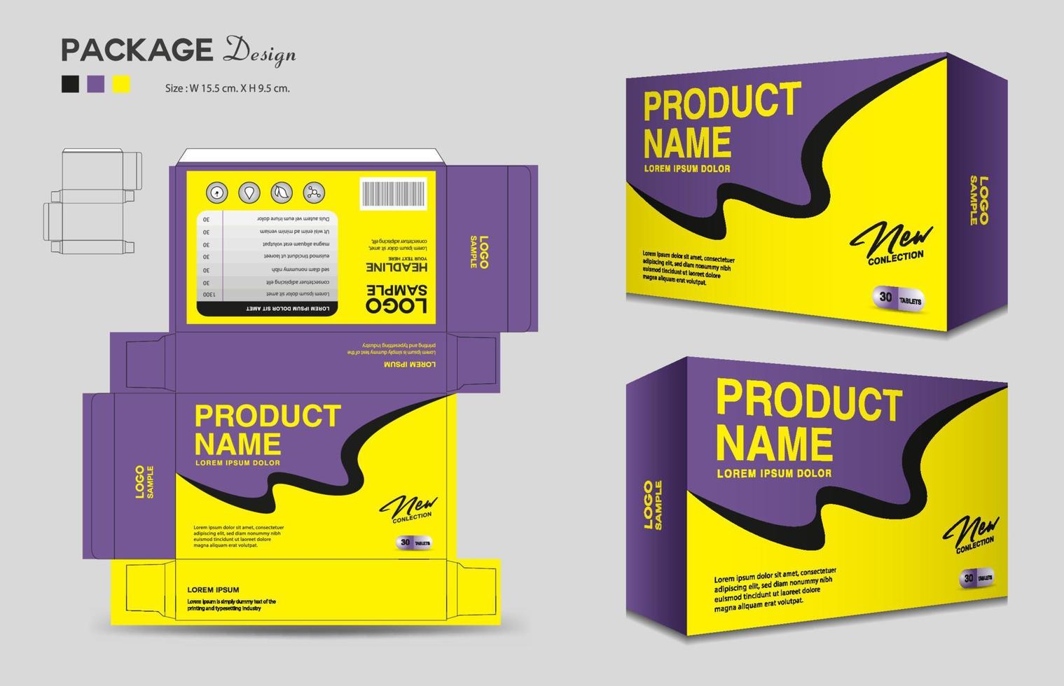 Supplements and Cosmetic box design, Package design template, box outline, Box Packaging, Label design, healthcare label, packaging design creative idea vector, realistic mock-up vector