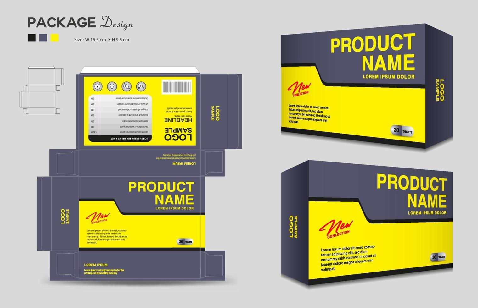 Supplements and Cosmetic box design, Package design template, box outline, Box Packaging, Label design, healthcare label, packaging design creative idea vector, realistic mock-up vector