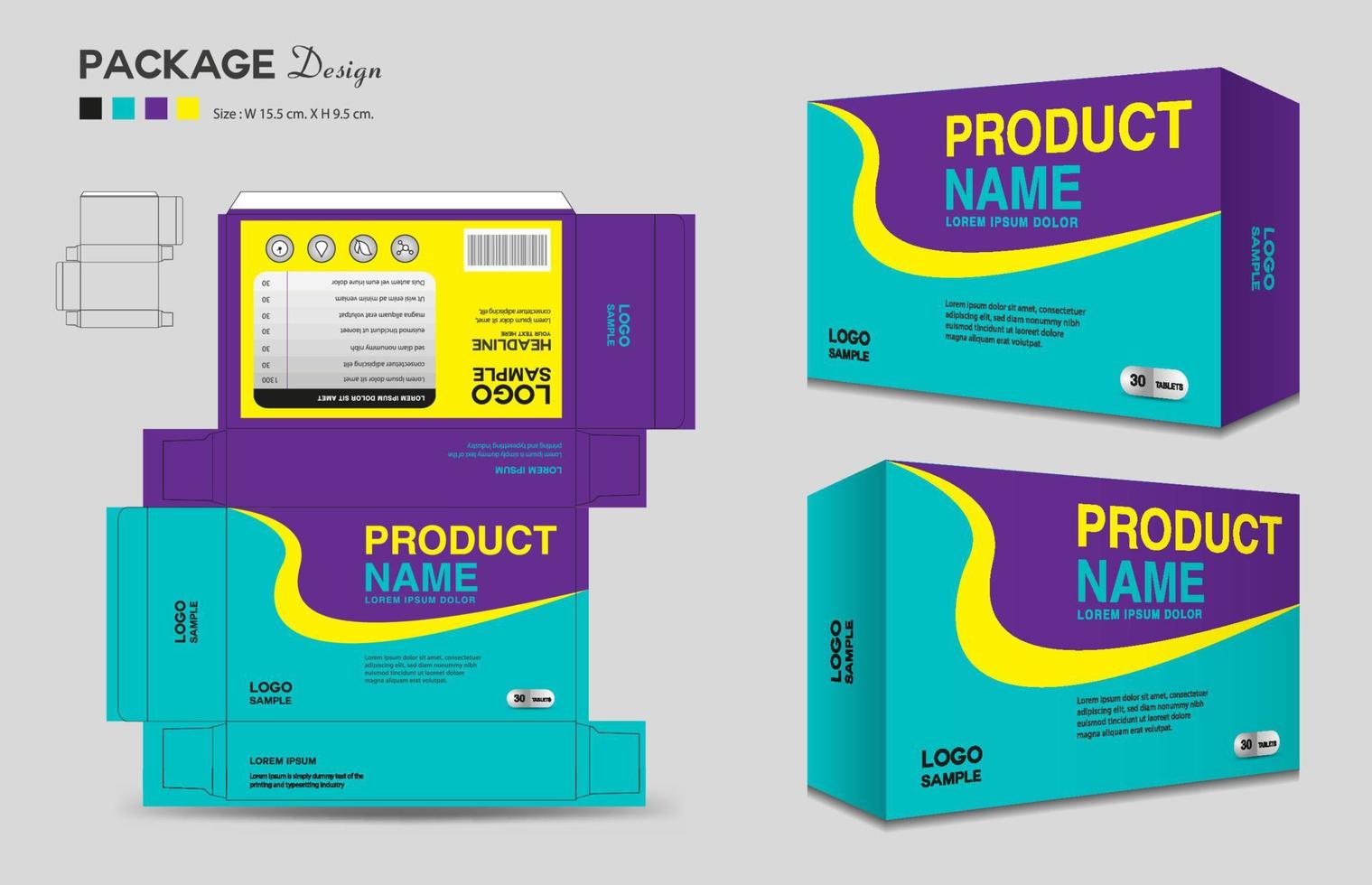 Supplements and Cosmetic box design, Package design template, box outline, Box Packaging, Label design, healthcare label, packaging design creative idea vector, realistic mock-up vector