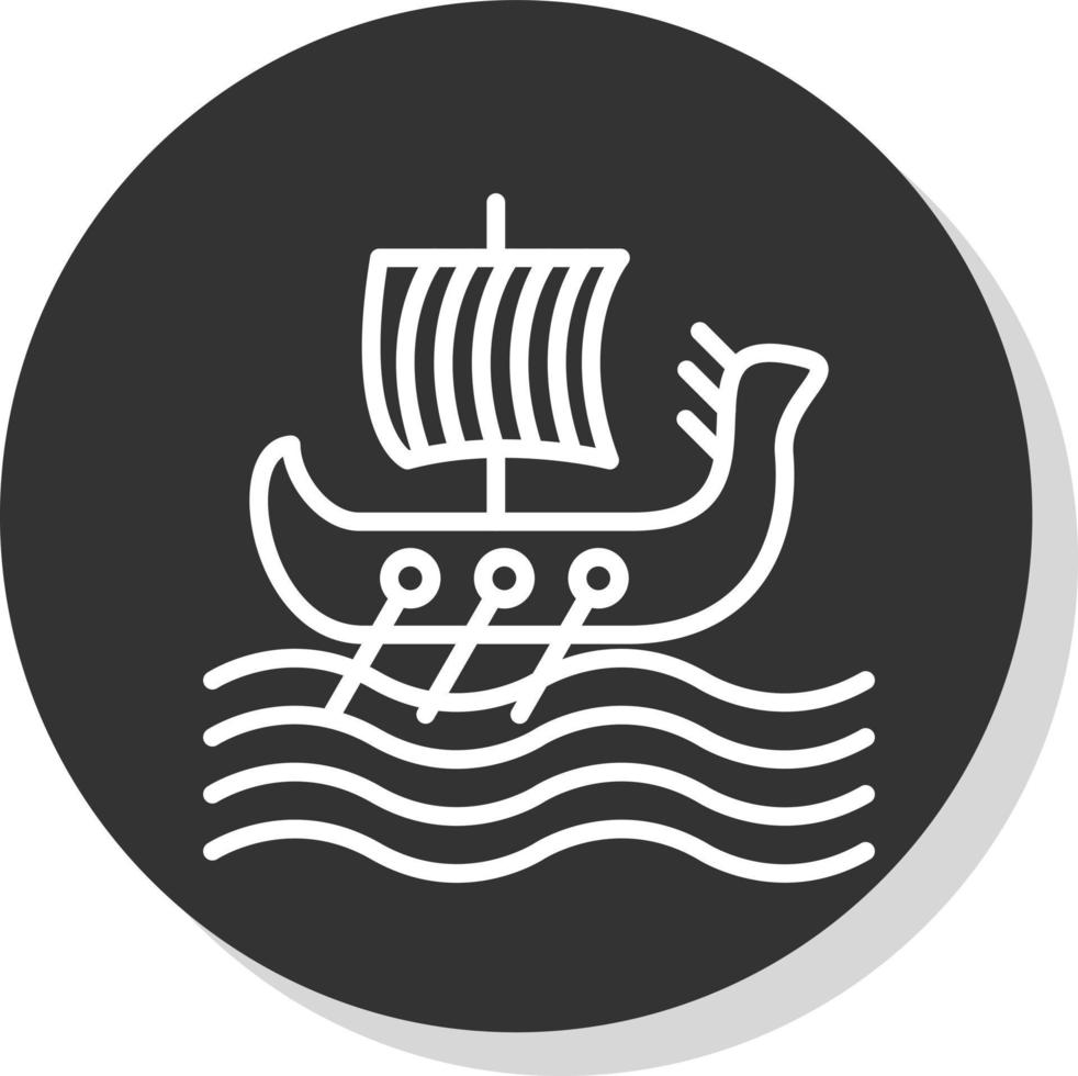 Viking Ship Vector Icon Design