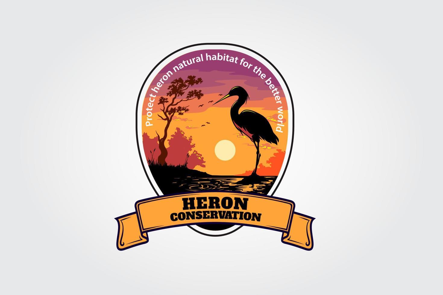 Heron Conservation Vector Logo Template. Flamingo logo design inspiration.