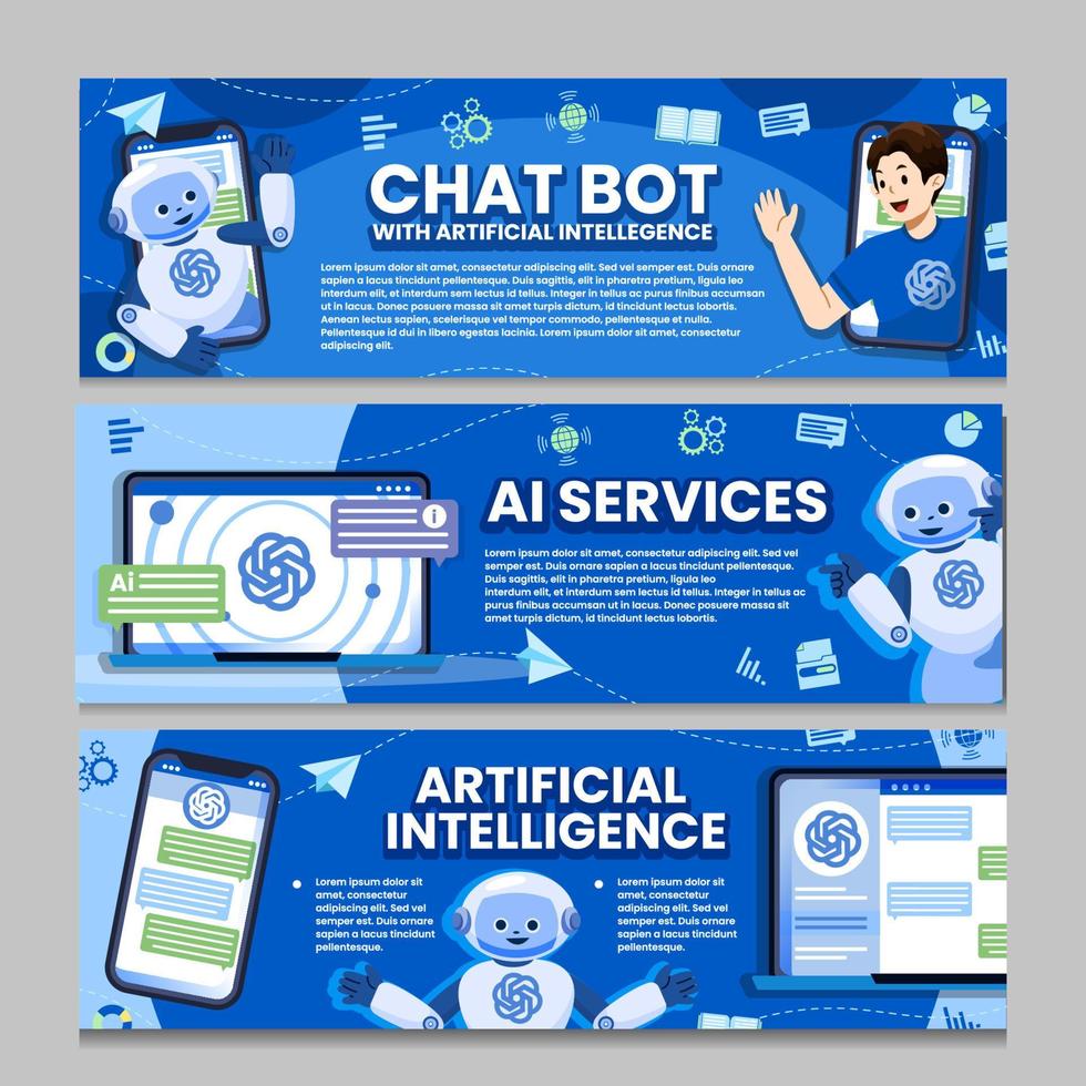 Artificial Intellegence Chat Bot Banners vector