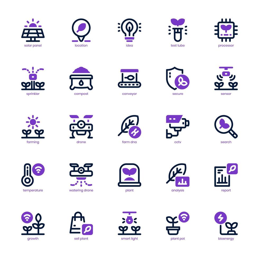 Smart Farm icon pack for your website design, logo, app, and user interface. Smart Farm icon mixed line and solid design. Vector graphics illustration and editable stroke.