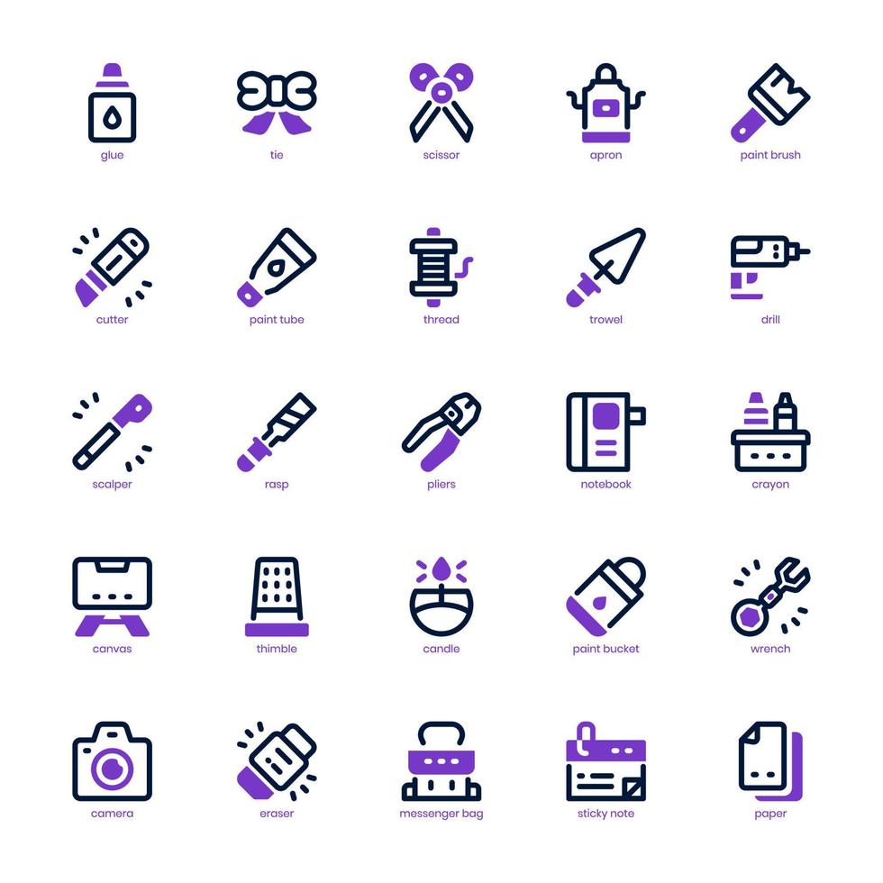 Crafting icon pack for your website design, logo, app, and user interface. Crafting icon mixed line and solid design. Vector graphics illustration and editable stroke.
