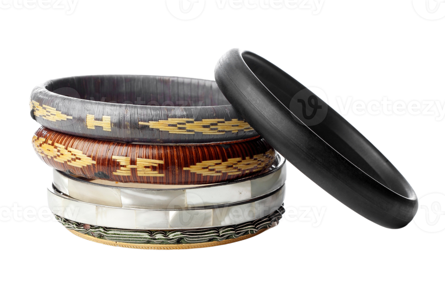 Black and red bracelets isolated on a transparent background png