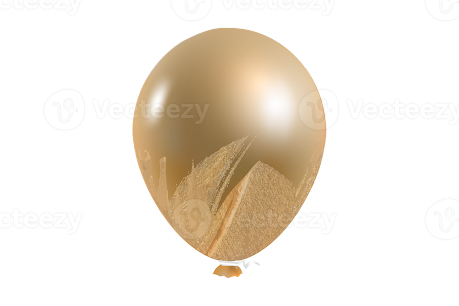 Golden ballon party decoration isolated on a transparent background png