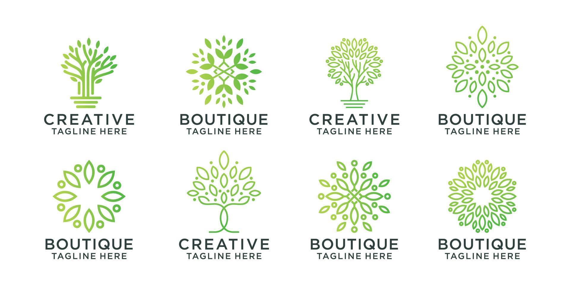 Set boutique logo design unique concept Premium Vector