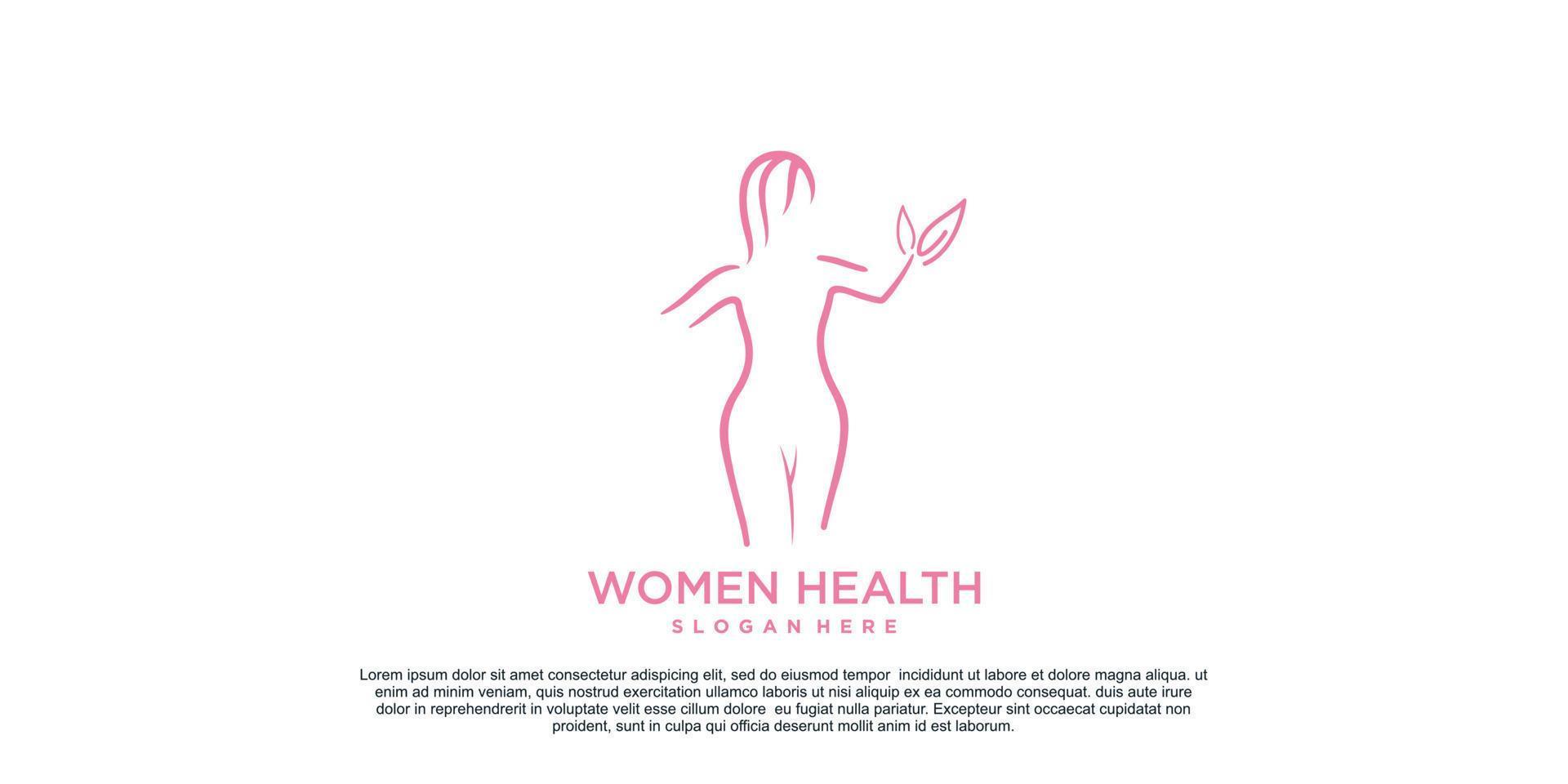 mujer salud logo diseño y mujer Delgado cuerpo único concepto prima vector parte 2