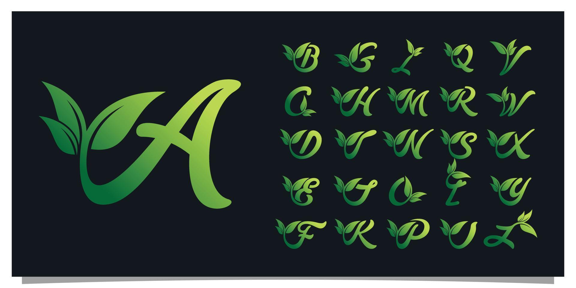 conjunto letra de hoja logo diseño único concepto prima vector