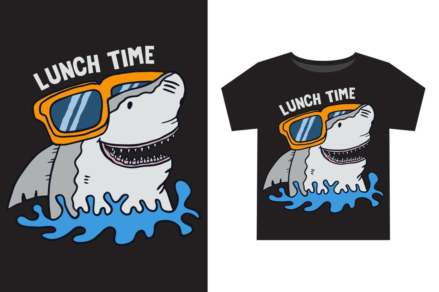 mano dibujado gracioso tiburón dibujos animados ilustración para niños t camisa diseño vector