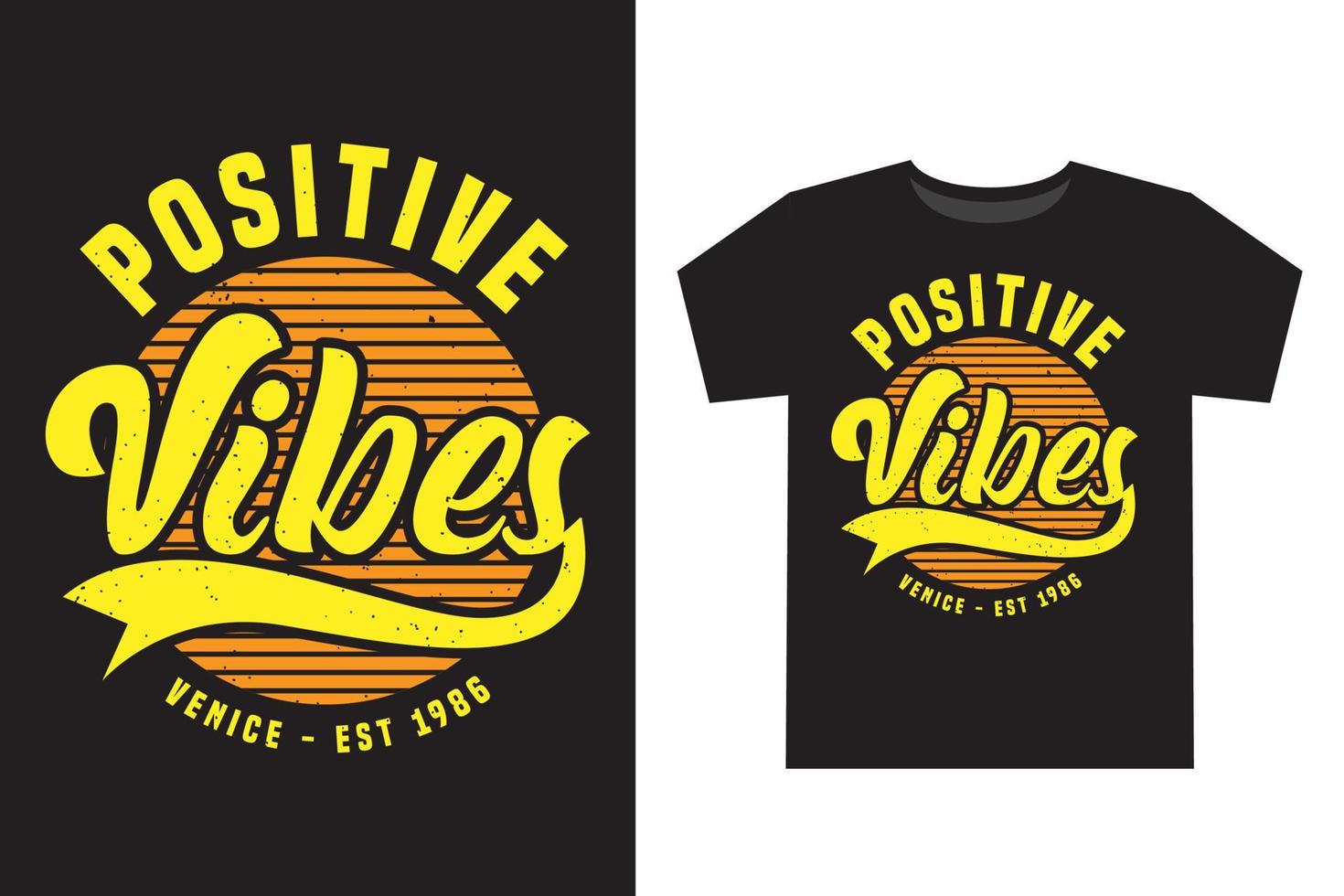 Positive vibes varsity typography t shirt design vector