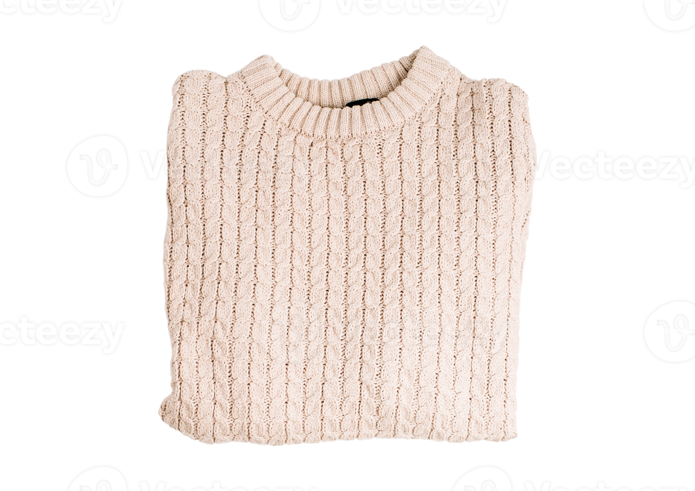 Beige hand knit sweater isolated on a transparent background png