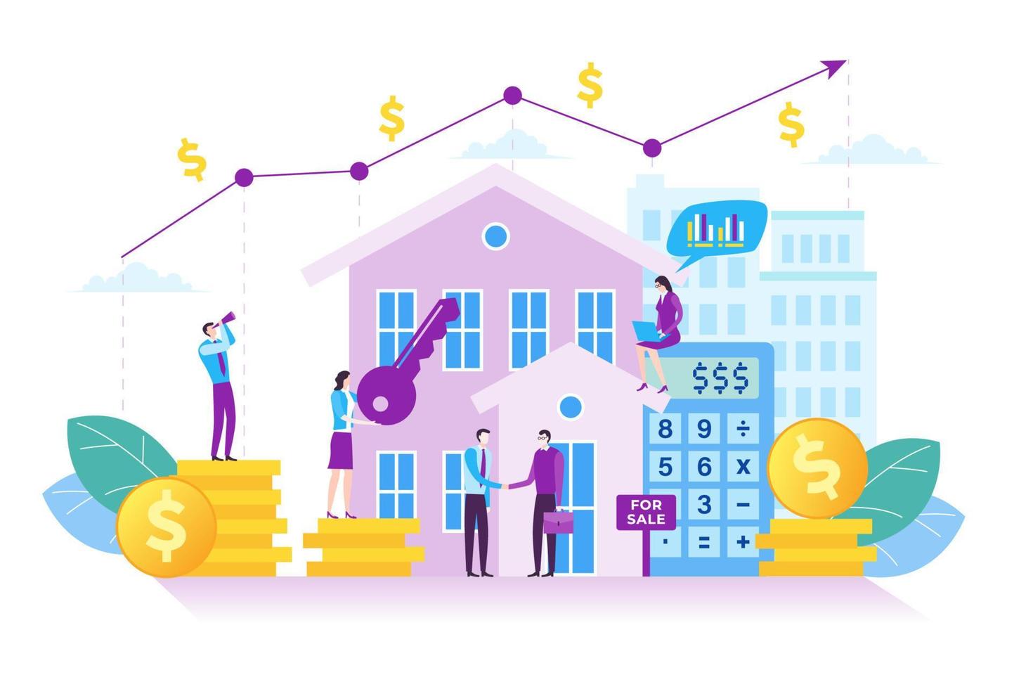 Illustration of property investment. Investment growth concept in modern flat design vector