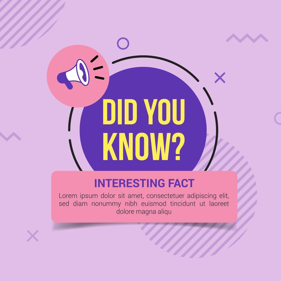 Did you know with purple circle and megaphone vector